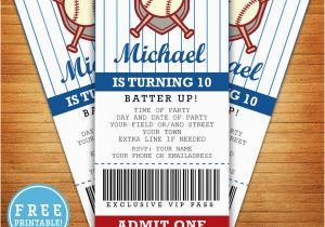 Printable Baseball Ticket Birthday Invitations Baseball Birthday Party Invitation Free Printable M Gulin