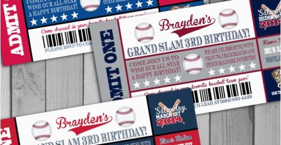 Printable Baseball Ticket Birthday Invitations Baseball Birthday Ticket Invitations Sports by Claceydesign