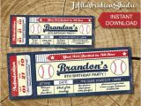 Printable Baseball Ticket Birthday Invitations Instant Downlod Baseball Ticket Invitation Printable Kid