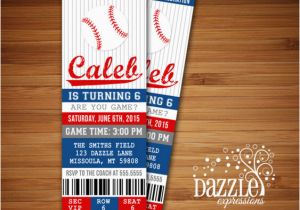 Printable Baseball Ticket Birthday Invitations Printable Baseball Birthday Invitation Sports Ticket