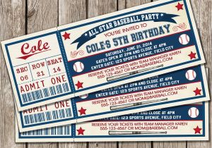 Printable Baseball Ticket Birthday Invitations Vintage Baseball Ticket Invitation Baseball Birthday Party
