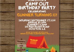 Printable Camp Out Birthday Invitations Camp Out Birthday Invitation Camping Birthday Party