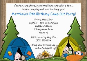 Printable Camp Out Birthday Invitations Camp Out Camping Birthday Party Invitations Camp Out