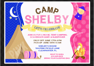 Printable Camp Out Birthday Invitations Pink Camp Out Invitation