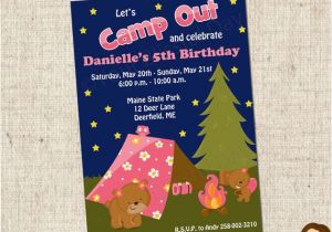 Printable Camp Out Birthday Invitations Printable Girl Camp Out Party Invitations 513 by