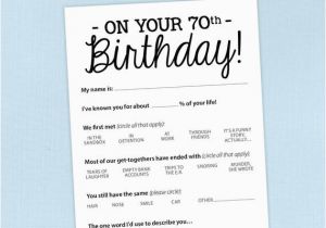 Printable Funny 70th Birthday Cards 70th Birthday Party Game Card Funny Milestone Printable Pdf