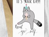 Printable Funny Birthday Cards for Her Printable Birthday Cards Treat Yo Self Funny Cat Birthday