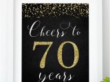 Printable Happy 70th Birthday Banner Cheers to 70 Years Printable 70th Birthday Decor Gold 70th