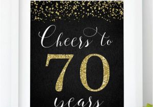 Printable Happy 70th Birthday Banner Cheers to 70 Years Printable 70th Birthday Decor Gold 70th