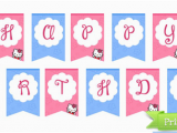 Printable Happy Birthday Banner Hello Kitty Hello Kitty Birthday Party Printables Printable Treats Com