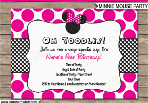 Printable Minnie Mouse Birthday Card Minnie Mouse Party Invitations Template Birthday Party