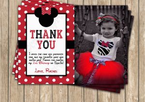 Printable Minnie Mouse Birthday Card Minnie Mouse Red Thank You Card Photo Printable Birthday