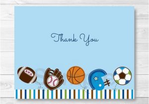 Printable Sports Birthday Cards Cute Sports Baby Shower Thank You Card Sports Baby