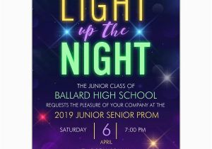 Prom themed Birthday Invitations Light Up the Night High School Prom Invitations Paperstyle