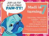 Pug Birthday Invitations Dog Birthday Party Invitation Pet Party Pug Party