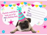 Pug Birthday Invitations Personalised Pug Birthday Party Invitations or Thank You