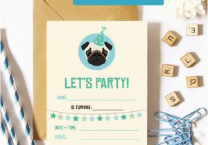 Pug Birthday Invitations Pug Birthday Invitation Printable Pug Party Invitations