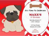 Pug Birthday Invitations Pug Birthday Invitation Puppy Party Invitation Dog Party