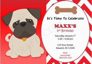 Pug Birthday Invitations Pug Birthday Invitation Puppy Party Invitation Dog Party