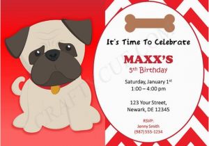 Pug Birthday Invitations Pug Birthday Invitation Puppy Party Invitation Dog Party