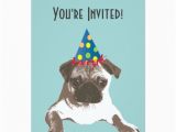 Pug Birthday Invitations Simple Pug In Hat Birthday Party Invitation Zazzle