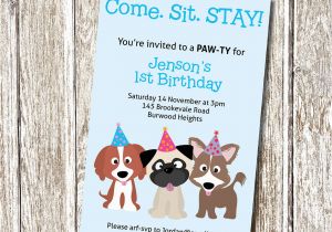 Puppy Birthday Invites Puppy Party Invitation Come Sit Stay Printable and