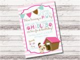 Puppy themed Birthday Party Invitations Girl 39 S Puppy Birthday Invitation 1st 2nd Birthday