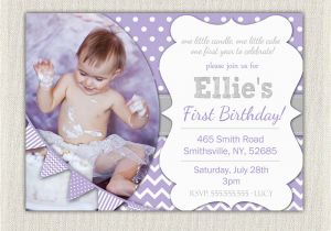 Purple 1st Birthday Invitations 1st Birthday Invitation Purple and Grey Girls Purple