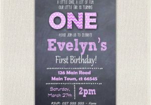 Purple 1st Birthday Invitations 1st Birthday Invitation Purple Girls Chalkboard Birthday