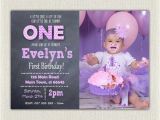 Purple 1st Birthday Invitations 1st Birthday Invitation Purple Girls Chalkboard Birthday