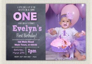 Purple 1st Birthday Invitations 1st Birthday Invitation Purple Girls Chalkboard Birthday