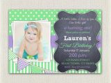 Purple 1st Birthday Invitations 1st Birthday Invitation Purple Green Girls Chalkboard