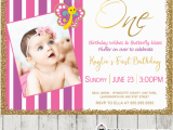 Purple 1st Birthday Invitations butterfly 1st Birthday Photo Invitations Pink Purple