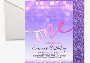 Purple 1st Birthday Invitations Pink and Purple First Birthday Invitation Girl 1st Birthday