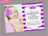 Purple 1st Birthday Invitations Purple Silver Princess Birthday Invitation Glitter Little