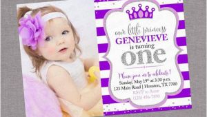 Purple 1st Birthday Invitations Purple Silver Princess Birthday Invitation Glitter Little