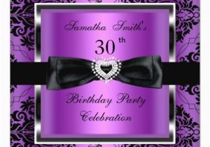 Purple 30th Birthday Decorations 30th Birthday Party Purple Damask Silver Black Card Zazzle