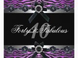 Purple 40th Birthday Decorations 40th Birthday Party Silver Purple Pink Black White Card