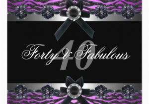 Purple 40th Birthday Decorations 40th Birthday Party Silver Purple Pink Black White Card
