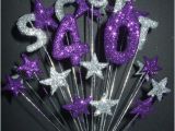 Purple 40th Birthday Decorations Alpha Age 40th Birthday Cake topper Decoration In Silver