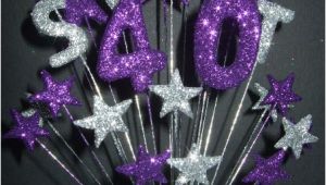 Purple 40th Birthday Decorations Alpha Age 40th Birthday Cake topper Decoration In Silver