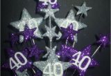 Purple 40th Birthday Decorations Star Age 40th Birthday Cake topper In Purple Silver