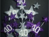 Purple 40th Birthday Decorations Star Age 40th Birthday Cake topper In Purple Silver