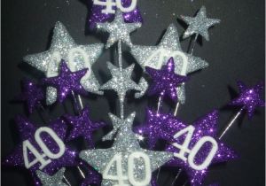 Purple 40th Birthday Decorations Star Age 40th Birthday Cake topper In Purple Silver