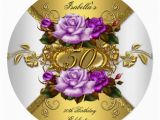 Purple 50th Birthday Decorations 50th Birthday Party Elegant Roses Purple Gold R Invitation