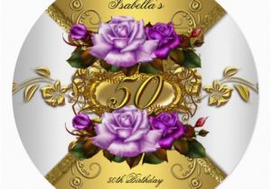 Purple 50th Birthday Decorations 50th Birthday Party Elegant Roses Purple Gold R Invitation