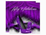Purple 50th Birthday Decorations Fabulous 50 Purple High Heels 50th Birthday Party Card