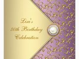 Purple and Gold 50th Birthday Invitations Elegant Purple and Gold Womans 50th Birthday Party Invitation