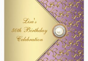 Purple and Gold 50th Birthday Invitations Elegant Purple and Gold Womans 50th Birthday Party Invitation