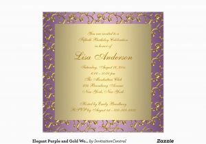 Purple and Gold 50th Birthday Invitations Elegant Purple and Gold Womans 50th Birthday Party